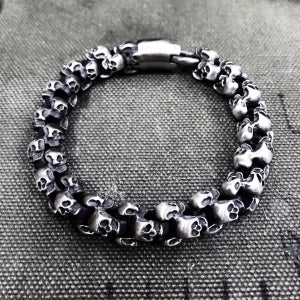 스컬매니아☠️무광 해골체인 써지컬팔찌, 몬스터파라코드