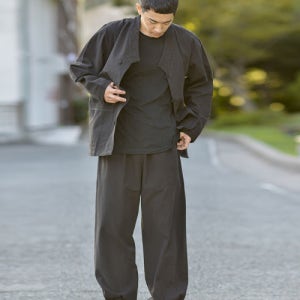 [지장사] [24004]남여공용 봄 가을 생활한복 선염 무명 17수 브이넥 한벌 검정 24004 검정