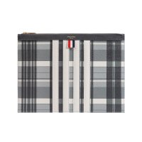 THOM BROWNE 톰브라운 페블레더 마드라스 사선 미디엄 도큐멘트 클러치 M A C 맥155 35X25