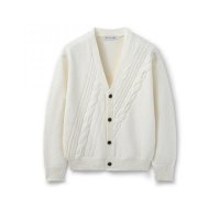 BESLOW DIAGONAL CABLE CARDIGAN CREAM