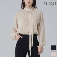 미쏘 프릴 넥 리본 블라우스 MIWBLA112B-T