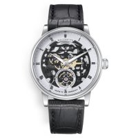 남자 시계 Waldhoff Mens Capital Leather Skeleton Center Dial Watch Waldhoff Capital Onyx Silv