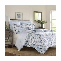 Laura Ashley 홈 Twin Duvet 커버 세트 Reversible 면 침대ding Matching Sham Lightweight Decor 모든 바다sons CHLOE