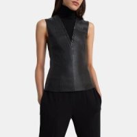 띠어리 Sleeveless Turtleneck Top in Leather Combo