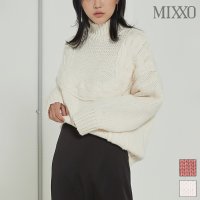 미쏘 포인트 꽈배기 터틀넥 스웨터 MIWKAA117B-T