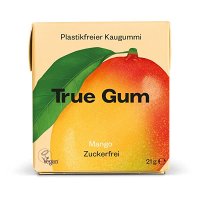 True Gum Display of 24 MANGO 플라스틱 없는 껌 생분해성 비건 24 21g 504g