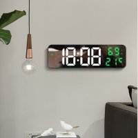 9 인치 대형 디지털 벽시계 온도 습도 디스플레이 야간 모드 테이블 알람 시계 12 24H 전자 LED 시계