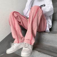 1 1 청바지 남성 캐주얼 바지 트 Streetwear 느슨한 힙합 데님 M