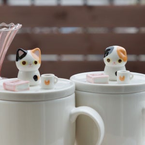 책읽는 고양이 뚜껑 머그컵 신혼부부선물, 쁘띠냥꼬
