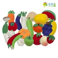 KC인증 말랑말랑 과일야채 놀이세트 21종 소꿉놀이 기초학습 프리미엄 실리콘 장난감 안전한