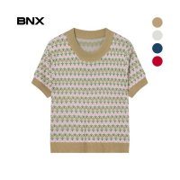 BNX 배색 반팔 크롭 니트 BA1KP903S0