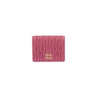 미우 미우 마테라쎄 나파 가죽 반지갑 베고니아 Miu Miu Matelasse Nappa Leather Wallet Begonia Pin