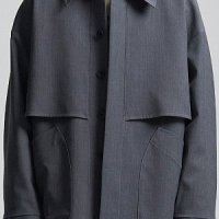 [우석] Layered Short Trench Coat - 멜란지 그레이  숏코트,트렌치코트,숏트렌치코트