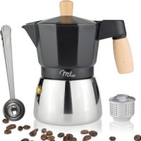 Milu Espresso Maker Induction Wooden Handle 인덕션용 모카포트 블랙우드 6잔분량