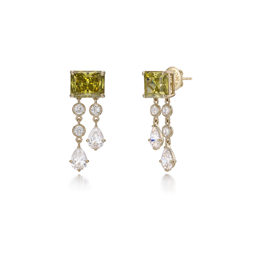 [디아모모] [김지원 착용] 디아모모 Vintage Peridot Drop Earring - 골드