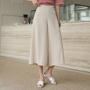 [빼빼] 여성용 7부 와이드 뒷밴딩 와이드 치마 바지, 빼빼&플레이즈