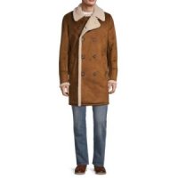 게스 남성 피코트 Double-Breasted 인조 Shearling Long Coat COGNAC 자켓 770681