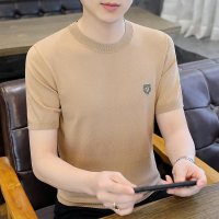 남성 여름 니트 라운드 티셔츠 반팔 풀오버