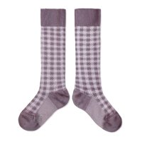 꼴레지앙 삭스,collegien CLAUDE Gingham Knee high Socks - Glycine du Japon클라우드 니삭스2750-406