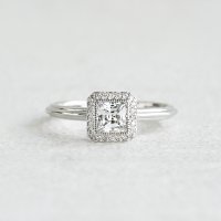 누니주얼리 웨딩링 Halo for Engagement with Princess cut Diamond