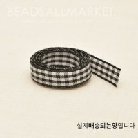 R868-1 체크 무늬 패턴 리본 폭10mm [블랙] [1야드(90cm)] 리본공예