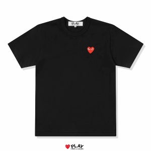 [정품] 꼼데가르송 PLAY 블랙 티셔츠 원포인트 레드하트 반팔 -남녀 공용-