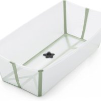 STOKKE FLEXI BATH XL 투명 그린 로 한 접이식 베이비 욕조 양 간편