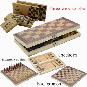 다기능 체스 체커  주사위 놀이  5 가지 크기 테이블 퍼즐 게임  단단한 나무  마그네틱 접이식 보관함 없음  3 가지 방법