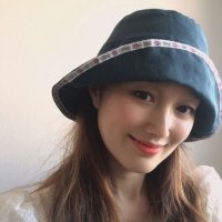 1300K 플라워 레이스 포인트 넓은챙 린넨 벙거지햇