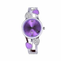 ele ELEOPTION Women Bangle Watch Bracelet Quartz with Rhinestone Round Dial Stainless Steel Band Cuf