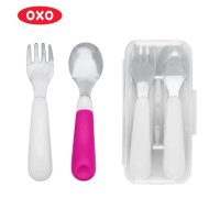 스푼 아동용 어린이 OXO 옥소 토트 온더고 포크 케이스 세트 BPA 미끄럼방지 유아 이유식 숟가락 도시락 돌아기 선물