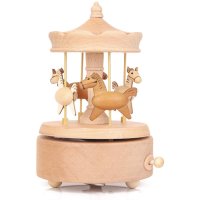 우드 회전목마 뮤직박스 오르골 Nbcymg Carousel Music Box Wooden