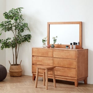 [디자이너스룸]이스테지아 원목 와이드 화장대 세트