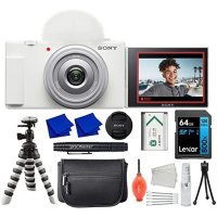 Sony ZV-1F Vlogging Camera (White) with Advanced Accessory and Travel Bundle