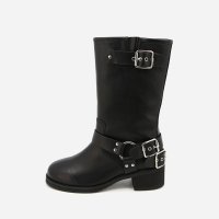 BIKER BUCKLE MIDDLE BOOTS