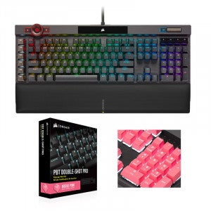 CORSAIR K100 RGB MX SPEED 영문+PBT Double-shot Keycaps Pro (은축, 핑크)