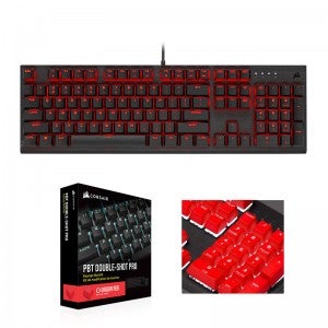 CORSAIR K60 PRO + PBT Double-shot Keycaps Pro (비올라축, 레드)