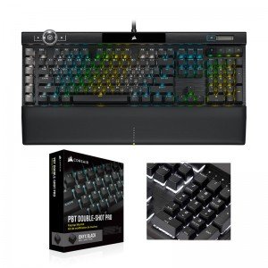 CORSAIR K100 RGB MX SPEED 한글+PBT Double-shot Keycaps Pro (은축, 블랙)