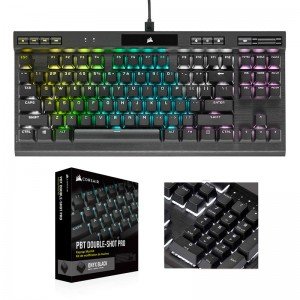 CORSAIR K70 RGB TKL CHAMPION+PBT Double-shot Keycaps Pro (적축, 블랙)
