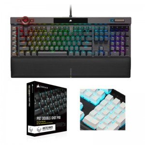 CORSAIR K100 RGB MX SPEED 영문+PBT Double-shot Keycaps Pro (은축, 화이트)