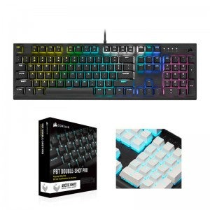 CORSAIR K60 RGB PRO + PBT Double-shot Keycaps Pro (비올라축, 화이트)