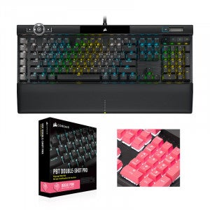 CORSAIR K100 RGB MX SPEED 한글+PBT Double-shot Keycaps Pro (은축, 핑크)