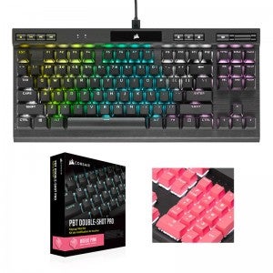 CORSAIR K70 RGB TKL CHAMPION+PBT Double-shot Keycaps Pro (적축, 핑크)