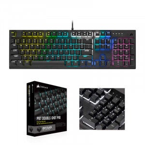 CORSAIR K60 RGB PRO + PBT Double-shot Keycaps Pro (비올라축, 블랙)