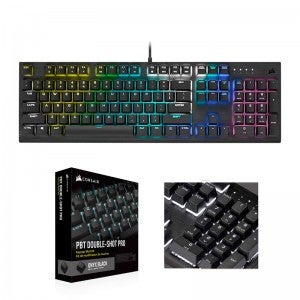 CORSAIR K60 RGB PRO + PBT Double-shot Keycaps Pro (비올라축, 블랙)