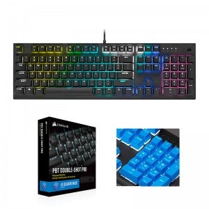 CORSAIR K60 RGB PRO + PBT Double-shot Keycaps Pro (비올라축, 블루)