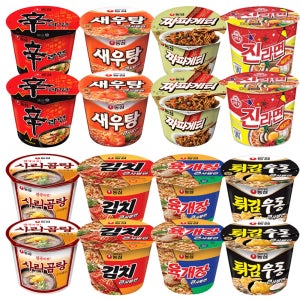 큰사발모음 육개장 신라면 짜파게티 튀김우동 사리곰탕 김치 진라면 새우탕  16개