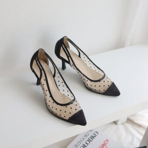 [성수수제화] 시스루 도트망사 스틸레토 펌프스힐, 에즈아이