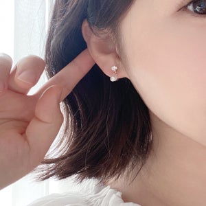 귀안뚫는 귀걸이✨달랑 진주 큐빅 드롭 골드 실리콘 귀찌, 쓰리콤마