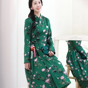 예쁜 화사 초록 쟈가드 철릭원피스 , 선데이한복